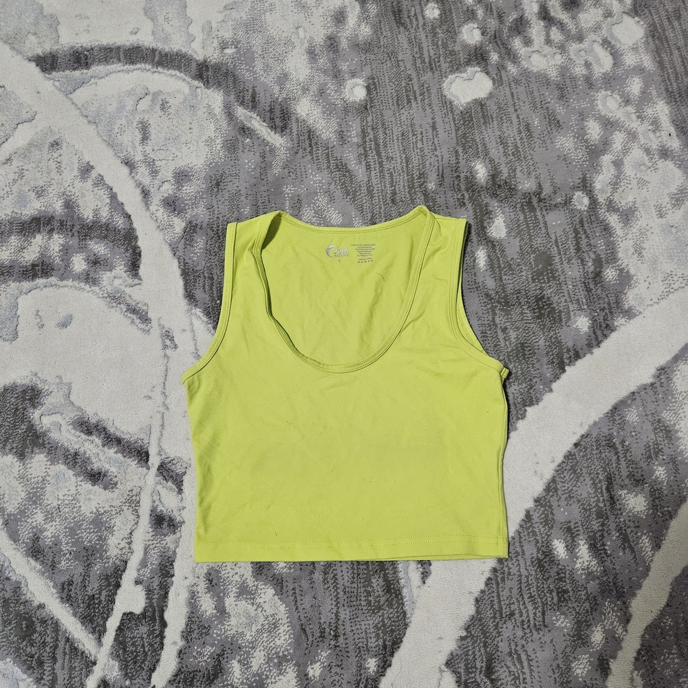 Zyia Women's Neon Lime Cropped Tank Top Size S